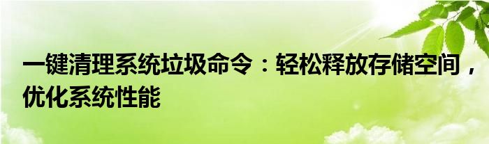 一键清理系统垃圾命令：轻松释放存储空间，优化系统性能