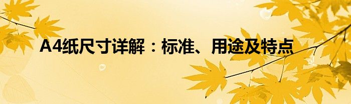 A4纸尺寸详解：标准、用途及特点