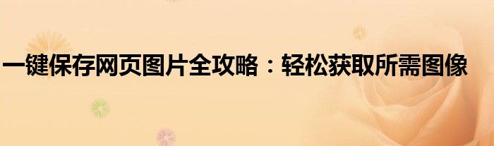 一键保存网页图片全攻略：轻松获取所需图像