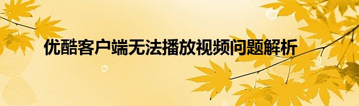优酷客户端无法播放视频问题解析