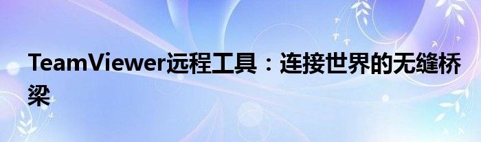TeamViewer远程工具：连接世界的无缝桥梁