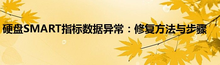 硬盘SMART指标数据异常：修复方法与步骤