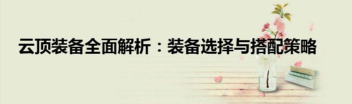 云顶装备全面解析：装备选择与搭配策略