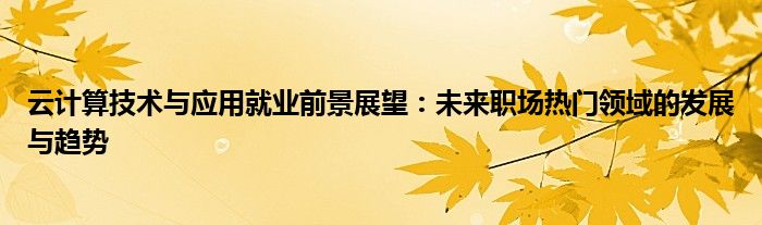 云计算技术与应用就业前景展望：未来职场热门领域的发展与趋势