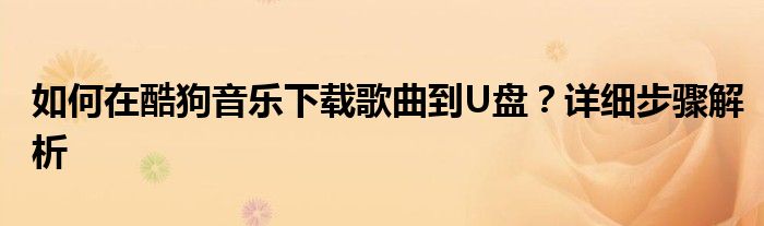 如何在酷狗音乐下载歌曲到U盘？详细步骤解析