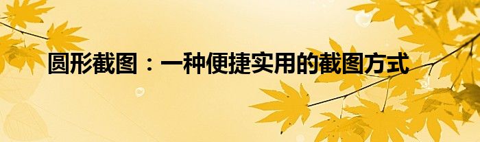 圆形截图：一种便捷实用的截图方式