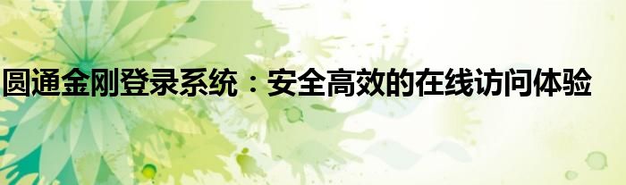 圆通金刚登录系统：安全高效的在线访问体验