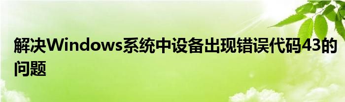 解决Windows系统中设备出现错误代码43的问题