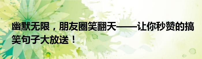 幽默无限，朋友圈笑翻天——让你秒赞的搞笑句子大放送！