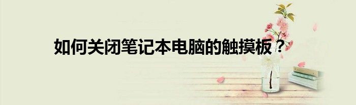 如何关闭笔记本电脑的触摸板？