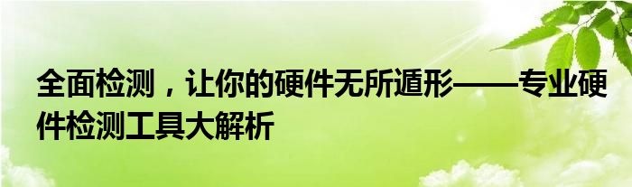 全面检测，让你的硬件无所遁形——专业硬件检测工具大解析