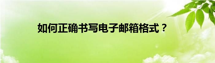 如何正确书写电子邮箱格式？