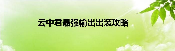 云中君最强输出出装攻略