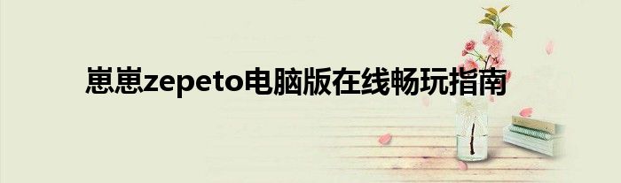 崽崽zepeto电脑版在线畅玩指南