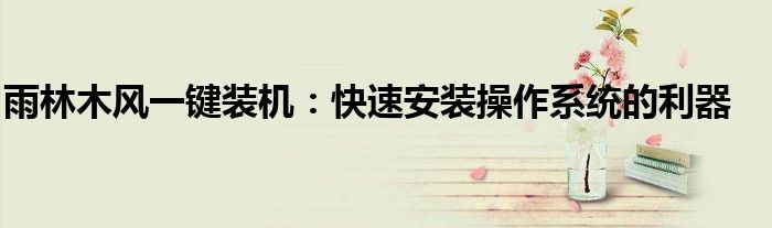 雨林木风一键装机：快速安装操作系统的利器