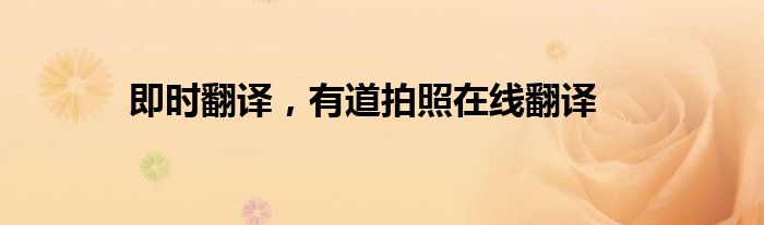 即时翻译，有道拍照在线翻译