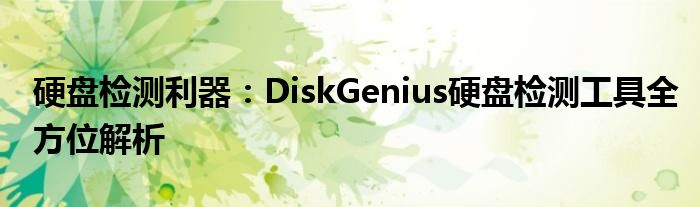硬盘检测利器：DiskGenius硬盘检测工具全方位解析