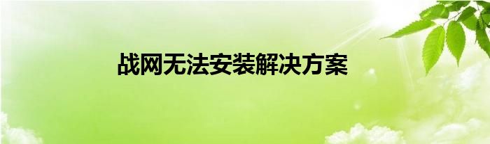 战网无法安装解决方案