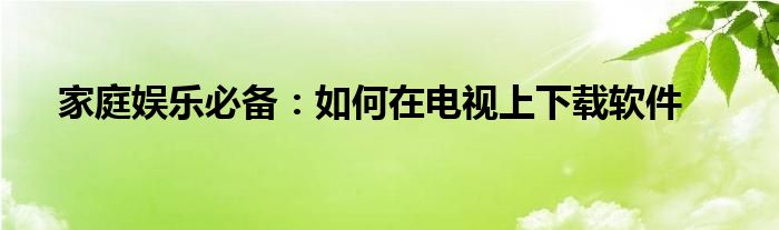 家庭娱乐必备：如何在电视上下载软件