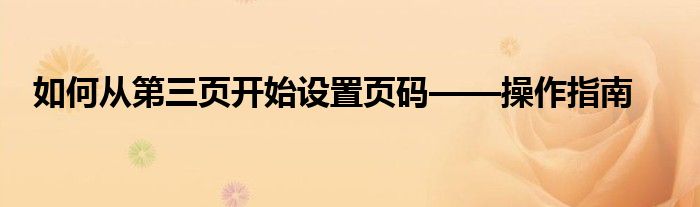 如何从第三页开始设置页码——操作指南
