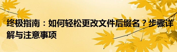 终极指南：如何轻松更改文件后缀名？步骤详解与注意事项