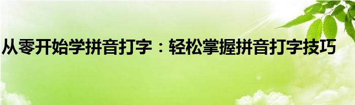 从零开始学拼音打字：轻松掌握拼音打字技巧