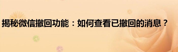 揭秘微信撤回功能：如何查看已撤回的消息？