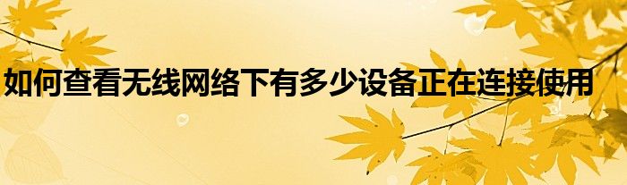 如何查看无线网络下有多少设备正在连接使用