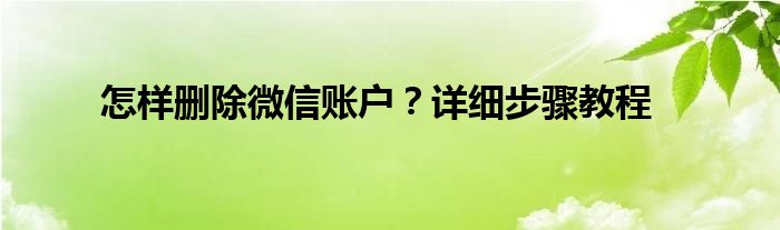  怎样删除微信账户？详细步骤教程