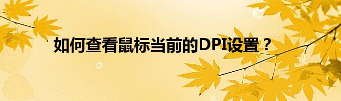 如何查看鼠标当前的DPI设置？