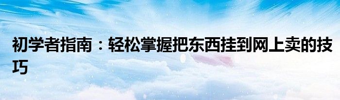 初学者指南：轻松掌握把东西挂到网上卖的技巧