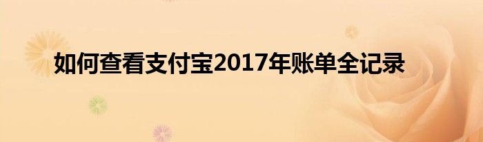 如何查看支付宝2017年账单全记录