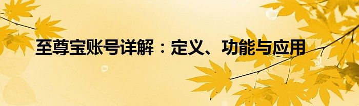 至尊宝账号详解：定义、功能与应用