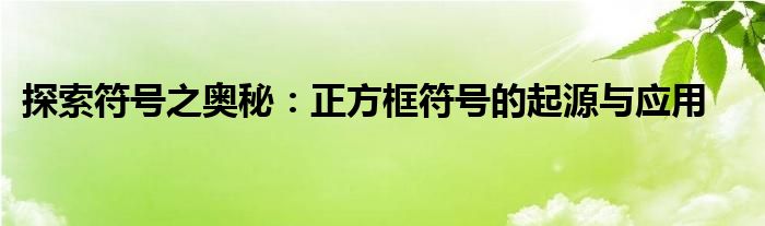 探索符号之奥秘：正方框符号的起源与应用