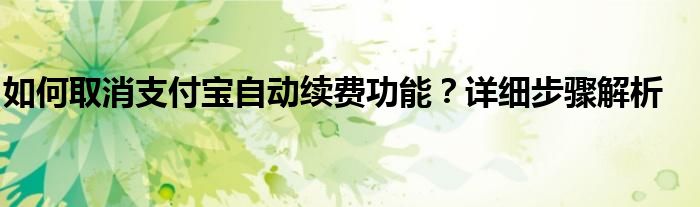如何取消支付宝自动续费功能？详细步骤解析