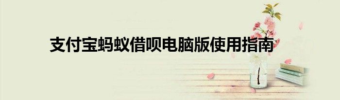 支付宝蚂蚁借呗电脑版使用指南