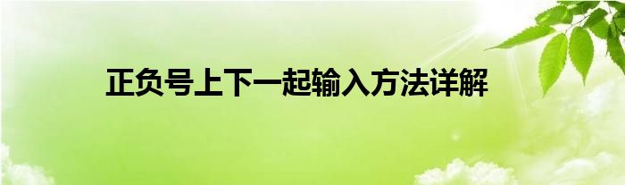 正负号上下一起输入方法详解