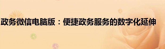 政务微信电脑版：便捷政务服务的数字化延伸
