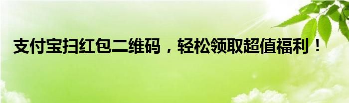 支付宝扫红包二维码，轻松领取超值福利！