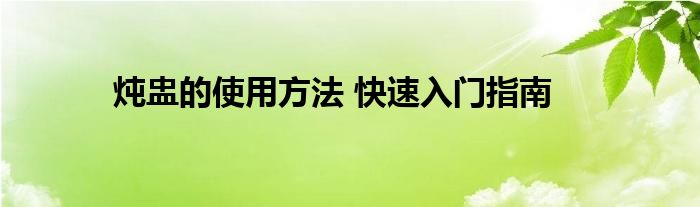 炖盅的使用方法 快速入门指南